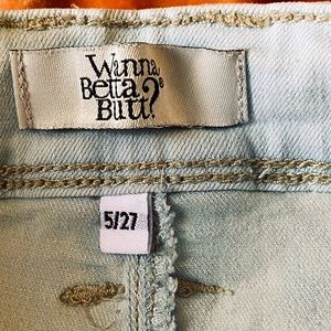 YMI Wanna Betta Butt jeans size 5/27, factory distressed, pale denim